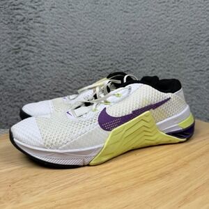 Nike Metcon 7 Women's Training Shoes White Lemon Purple CZ8280 Sz 7.5 Lock Lace